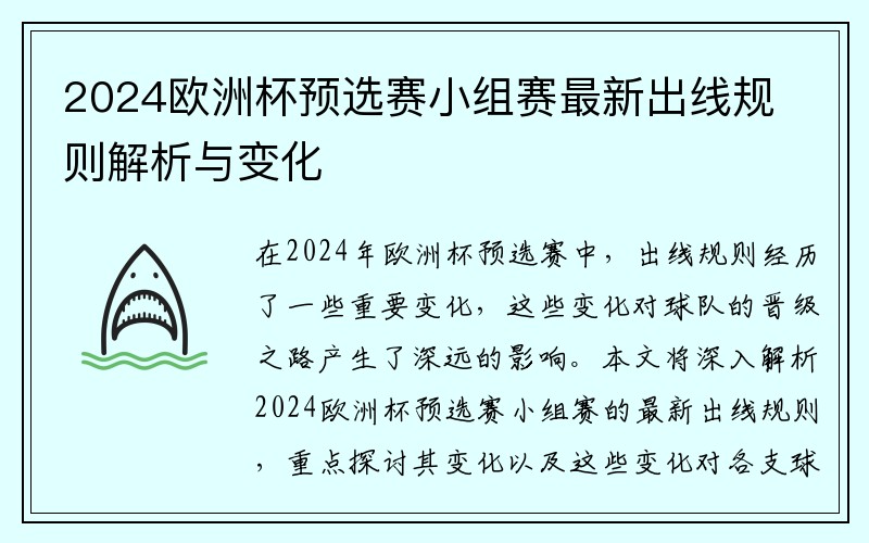 2024欧洲杯预选赛小组赛最新出线规则解析与变化